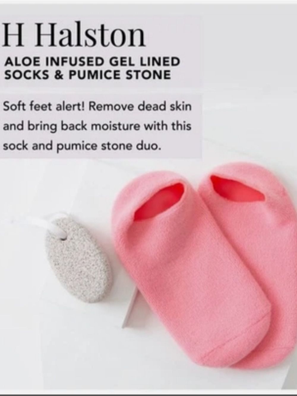 Halston Heritage Aloe Spa Socks Pumice Stone Large #BEA17 - Picture 6 of 6